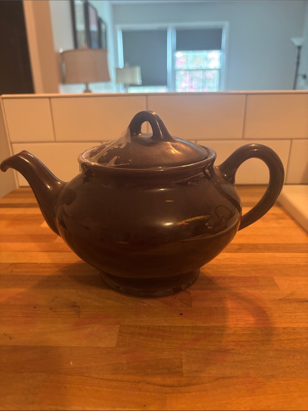 Glazed Ceramic Teapot in Deep Brown